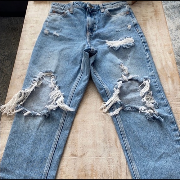Topshop distressed blue denim mom jeans - Picture 3 of 9
